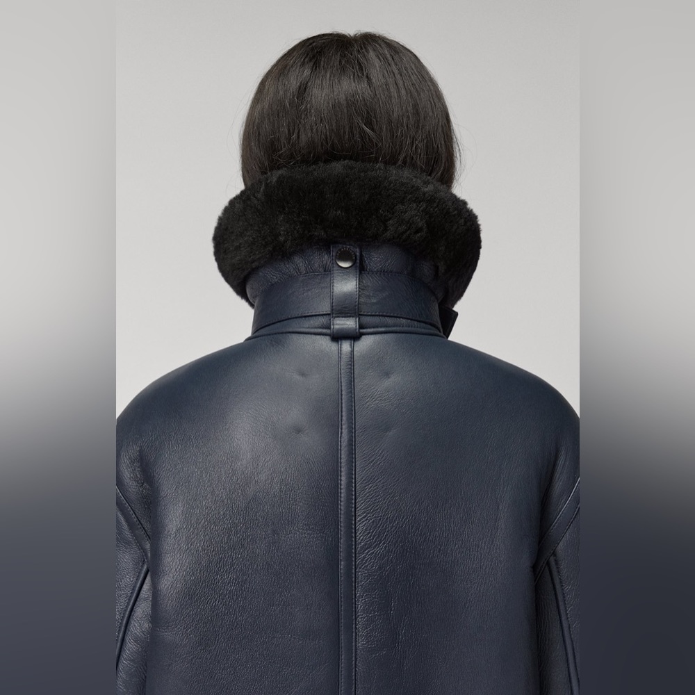 The Arrivals Moya V Navy Shearling jacket NEW WITH TAGS - Picture 6 of 7